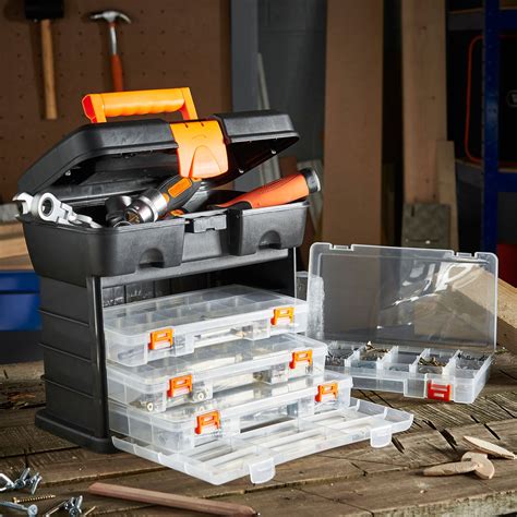 Vonhaus Portable Small Parts Crafts Or Tool Storage Box Organizer