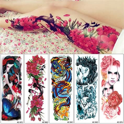 temporary tattoo sleeve designs full arm waterproof tattoos for cool men women tattoos stickers
