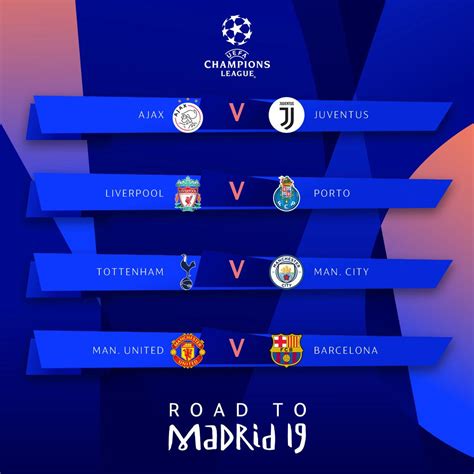 We would like to show you a description here but the site won't allow us. UCL quarter-final draw : Man.U vs Barca, Ajax vs Juventus ...