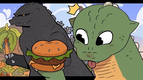 Godzilla Jr Makes A Burger Godzilla Animation 1000cooker