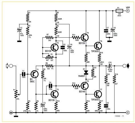 Sixties Style 40 W Audio Amplifier Schematic Circuit Diagram
