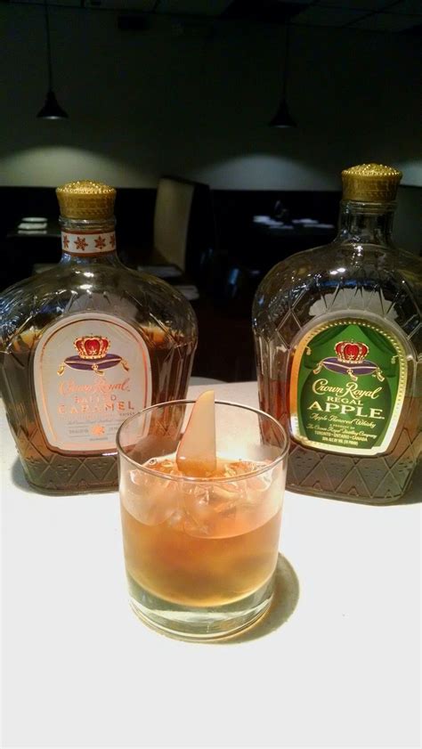 Strain into a shot glass rimmed with 0.25 oz. "Caramel Apple" Crown Royal Salted Caramel and Crown Royal ...