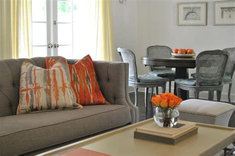 Gray Living Room With Orange Accents Baci Living Room