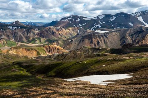 Volcanic Mountains Of Landmannalaugar In Fjallabak Nature Reserve Stock