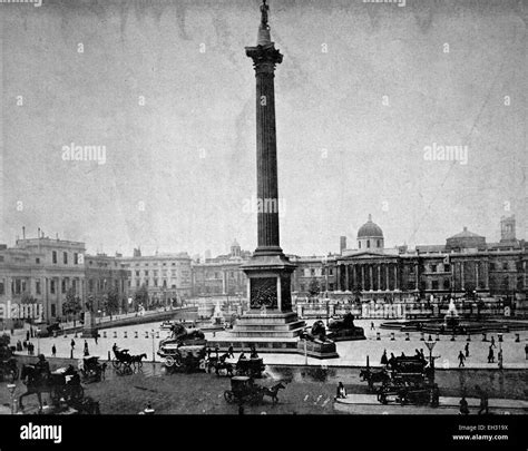 One Of The First Autotype Photographs Of Trafalgar Square London Stock
