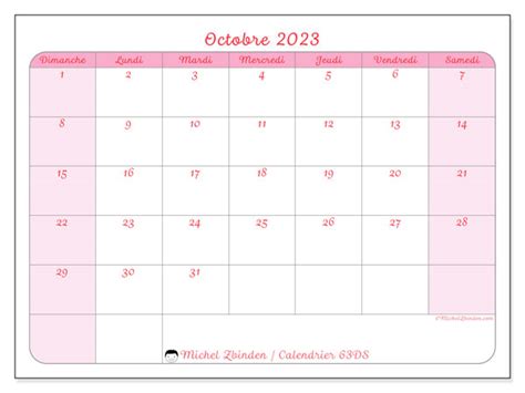 Calendrier Octobre 2023 à Imprimer “503ds” Michel Zbinden Mc