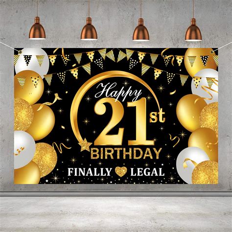Buy Omirae Happy 21st Birthday Banner Backdrop Background 21 Year Old