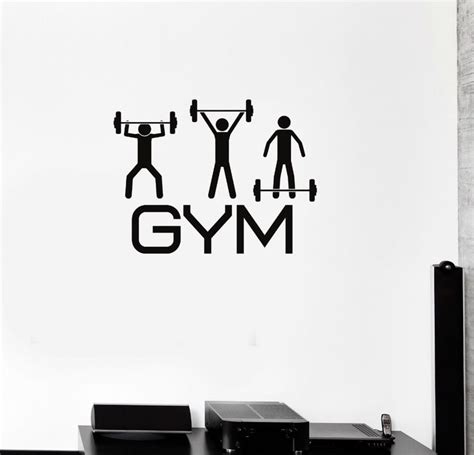 Vinyl Wall Decal Gym Fitness Bodybuilding Iron Sport Stickers Mural