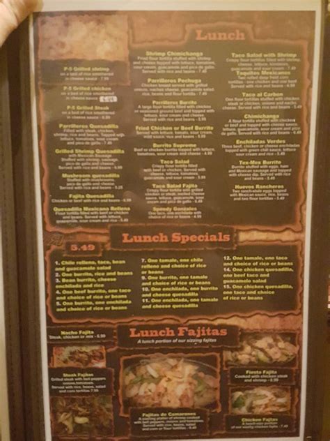 Menu at Los Parrilleros Mexican Grille restaurant, Pearl
