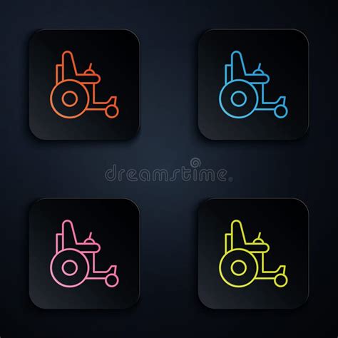 Color Neon Line Electric Wheelchair For Disabled People Icon Isolated