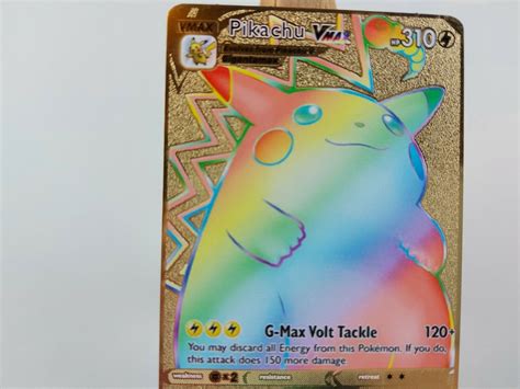 Mavin Vivid Voltage 188 Rainbow Fat Pikachu Vmax Gold Metal Pokemon