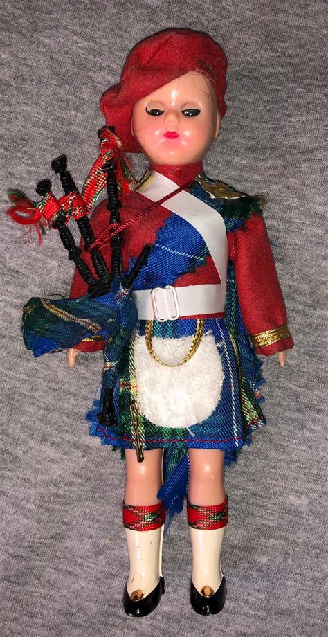 Vintage Scottish Bagpipe Player Doll W Sleep Eyes Tartan Garb Etsy