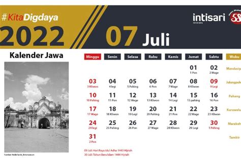 Daftar Lengkap Kalender Bulan Juli 2022 Hanya Tersisa 1 Tanggal Merah