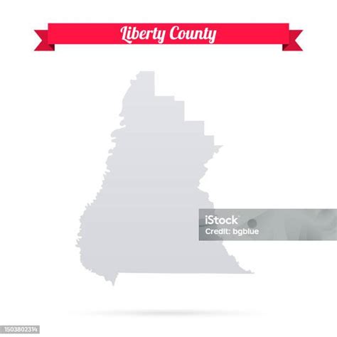 Liberty County Florida Map On White Background With Red Banner Stock