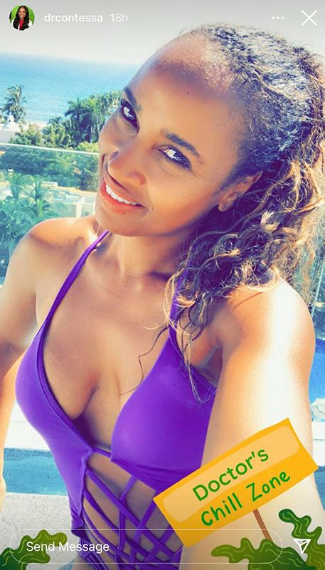 Dr Contessa Metcalfe Shows Body In Purple Strappy Swimsuit Style And Living