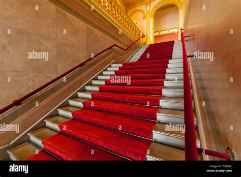 Red Carpet Lined Stairs Stock Photo Alamy