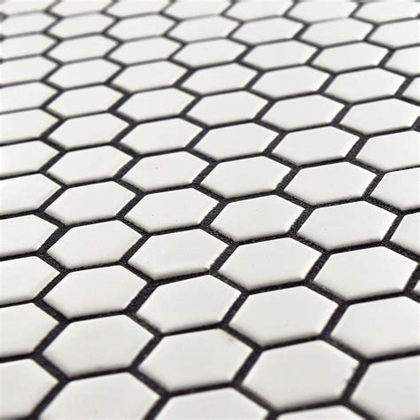 White 1 Hexagon Porcelain Mosaic Tile On Mesh Sheet Free Shipping
