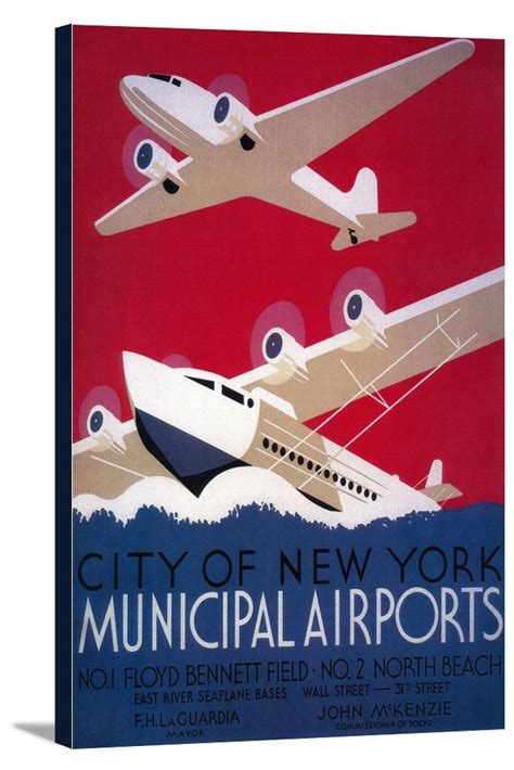 Canvas New York City Municipal Airport Vintage Travel Poster Wpa