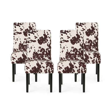 Noble House Asher Contemporary Velvet Dining Chairs Set Of 4 Cow