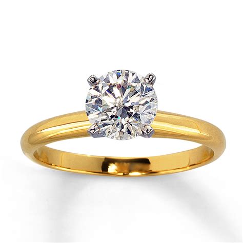 Diamond Solitaire Ring 1 Carat Round Cut 14K Yellow Gold 150914000