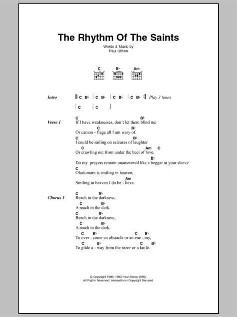 The Rhythm Of The Saints By Paul Simon Guitar Chordslyrics Guitar