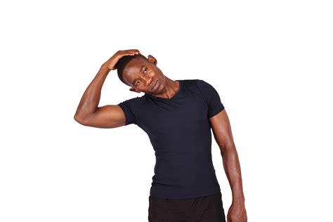 Fit Black Man With Neck Pain Stretching Neck Muscles