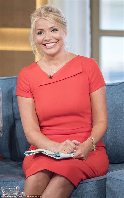 Holly Willoughby Showcases Her Envy Inducing Curves In A Form Fitting Coral Pencil Dress For