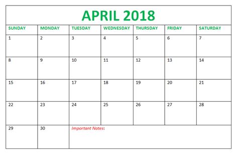 Printable April 2018 Calendar Free Template Download Oppidan Library