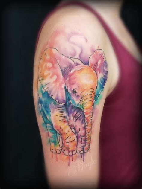 Baby Elephant Watercolor Freehand Tattoo By Haylo By Haylo Tattoonow