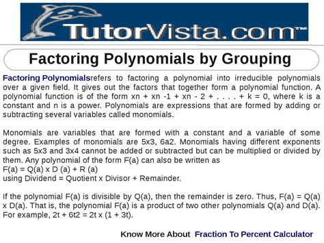 Factoring Polynomials By Grouping By Tutorvista Team Issuu