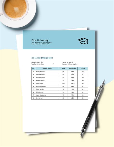 Mark Sheet Templates Documents Design Free Download