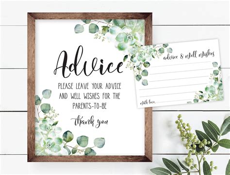 Advice For The New Parents Sign, Succulent Greenery Shower ...