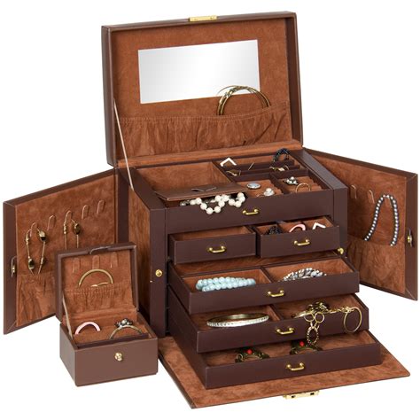 Best Choice Products Leather Jewelry Box Organizer Storage With Mini