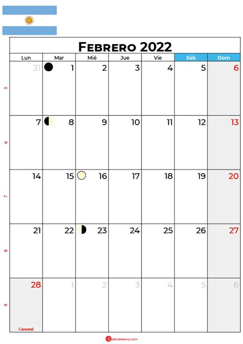 Descargar Calendario Febrero 2022 Argentina Para Imprimir