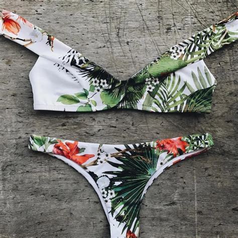 Ruffle Bikini Set Women Flower Bikini Off Shoulder Swimwear High Waist Brazilian Biquini Female