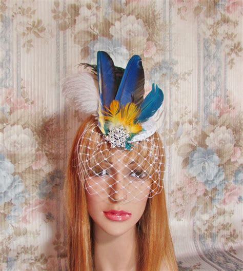macaw victorian feather fascinator costume reenactment hat victorian hats feather fascinators