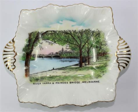Lot Shelley England Souvenir Porcelain China Dish With Scene Of River