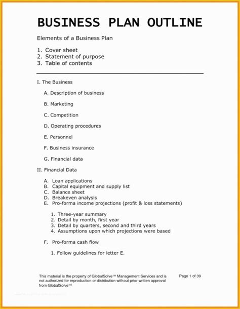 Short Business Plan Template Free Of Formidable Small Business Plan