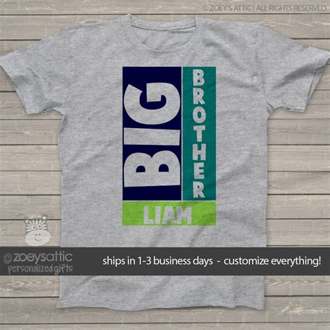 Big Brother Shirt Personalized Block Big Brother T Shirt Etsy