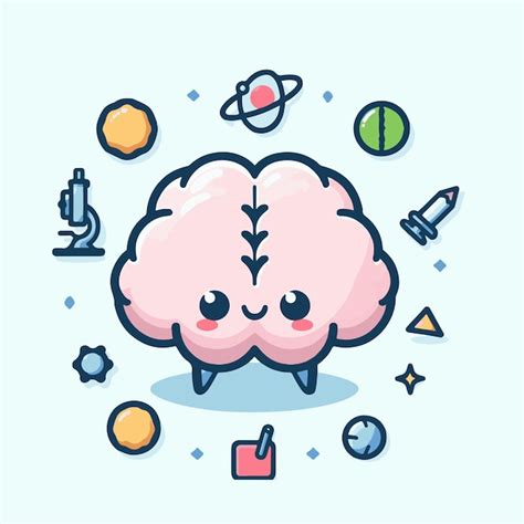 Premium Vector Free Vector Cute Cartoon Brain Vector Icon Illustrations