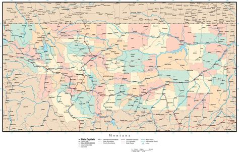 Montana Map With Cities And Counties