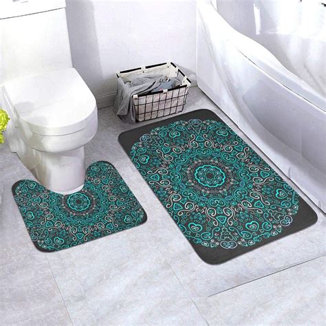Cleaer Bathroom Rugs Beautiful Aqua Ornamental Mat Carpet Contour