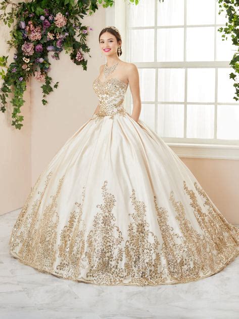 Glitter Applique Strapless Quinceanera Dress By House Of Wu 26966 Abc