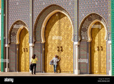 The Brass Gates Of The Royal Palace Dar El Makhzen Fez Morocco
