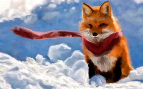 Red Fox Cartoon Cute Wallpaper