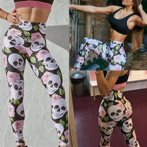 Yoga Pants Skull Tight Outer Wear Stretch Trouser Elastic Sports