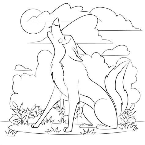 Anime Wolf Howling Coloring Pages