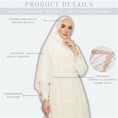 Shawl Sulam Biku Tudung Sulam Veil Sulam Nikah Selendang Sulam