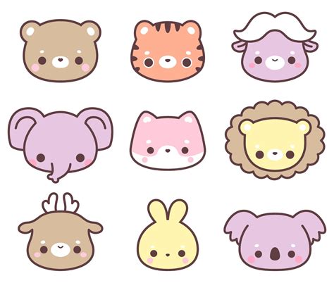 Cute Animals Clipart Kawaii Animals Clipart Cute Fox Etsy