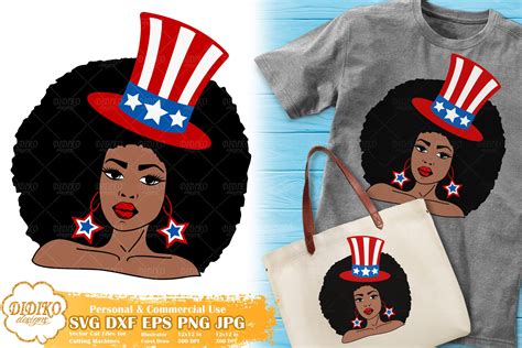 Black Woman 4th of July SVG | American Hat Svg | USA - DIDIKO designs